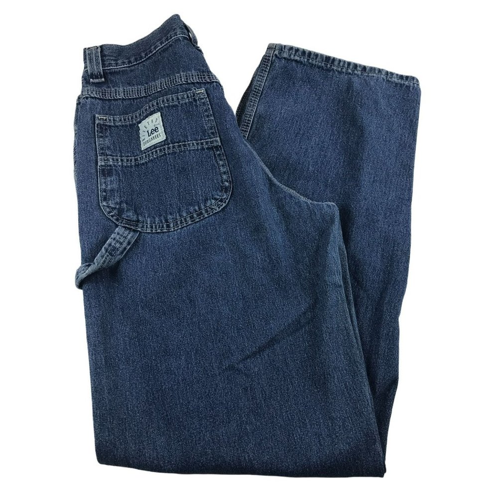 Vintage Riveted Lee Dungarees Carpenter Jeans Size 7 Long Medium Wash